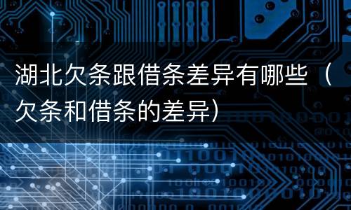 湖北欠条跟借条差异有哪些（欠条和借条的差异）