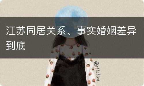 江苏同居关系、事实婚姻差异到底
