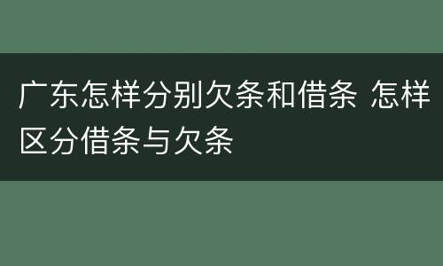 广东怎样分别欠条和借条 怎样区分借条与欠条