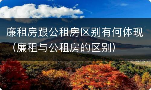 廉租房跟公租房区别有何体现（廉租与公租房的区别）