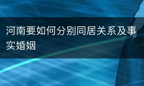 河南要如何分别同居关系及事实婚姻