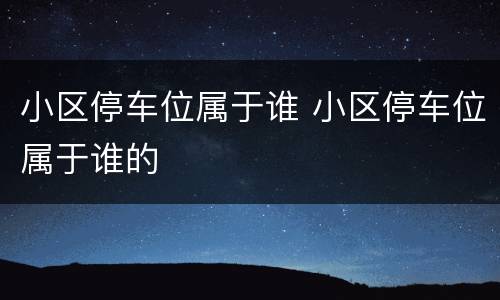 小区停车位属于谁 小区停车位属于谁的