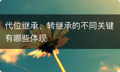代位继承、转继承的不同关键有哪些体现