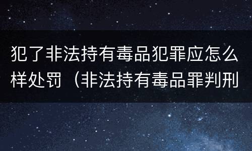 犯了非法持有毒品犯罪应怎么样处罚（非法持有毒品罪判刑）