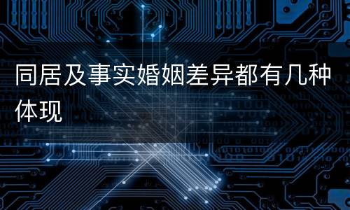 同居及事实婚姻差异都有几种体现