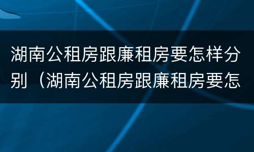 湖南公租房跟廉租房要怎样分别（湖南公租房跟廉租房要怎样分别呢）