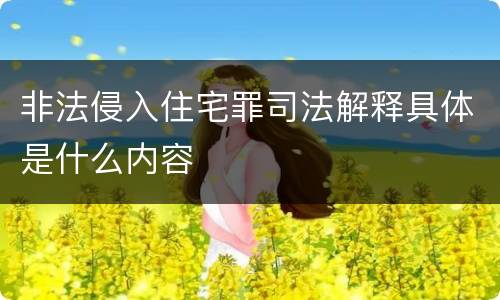 非法侵入住宅罪司法解释具体是什么内容