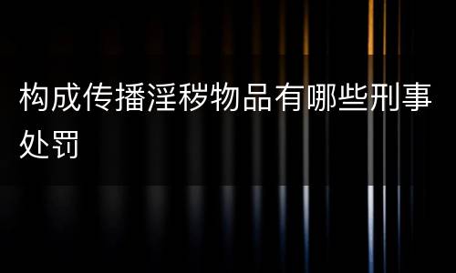 构成传播淫秽物品有哪些刑事处罚