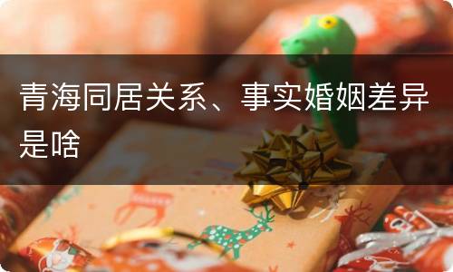 青海同居关系、事实婚姻差异是啥