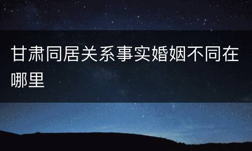 甘肃同居关系事实婚姻不同在哪里