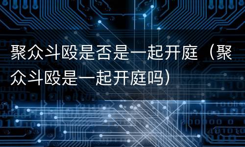 聚众斗殴是否是一起开庭（聚众斗殴是一起开庭吗）