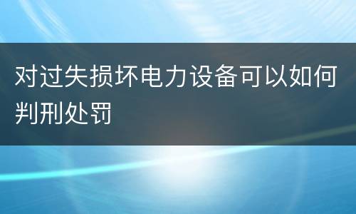 对过失损坏电力设备可以如何判刑处罚