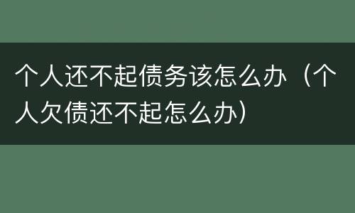 个人还不起债务该怎么办（个人欠债还不起怎么办）