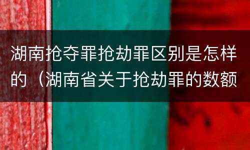 湖南抢夺罪抢劫罪区别是怎样的（湖南省关于抢劫罪的数额规定）