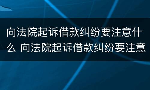 向法院起诉借款纠纷要注意什么 向法院起诉借款纠纷要注意什么细节