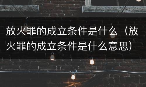 放火罪的成立条件是什么（放火罪的成立条件是什么意思）