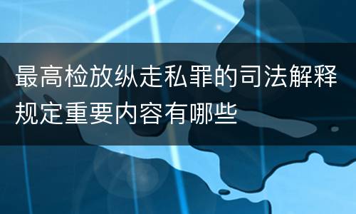最高检放纵走私罪的司法解释规定重要内容有哪些