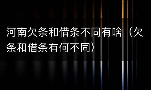 河南欠条和借条不同有啥（欠条和借条有何不同）
