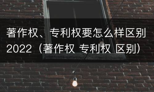 著作权、专利权要怎么样区别2022（著作权 专利权 区别）
