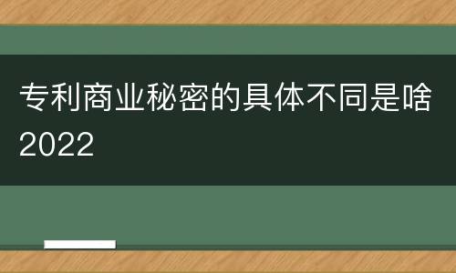 专利商业秘密的具体不同是啥2022