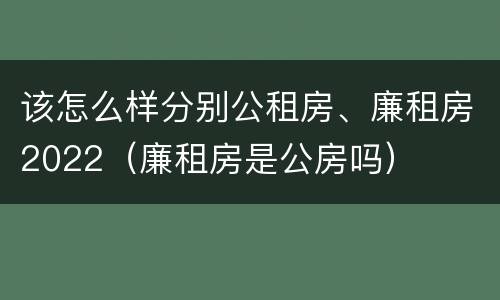 该怎么样分别公租房、廉租房2022（廉租房是公房吗）