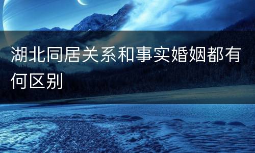 湖北同居关系和事实婚姻都有何区别