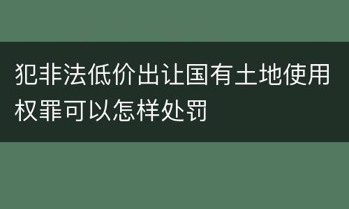 犯非法低价出让国有土地使用权罪可以怎样处罚