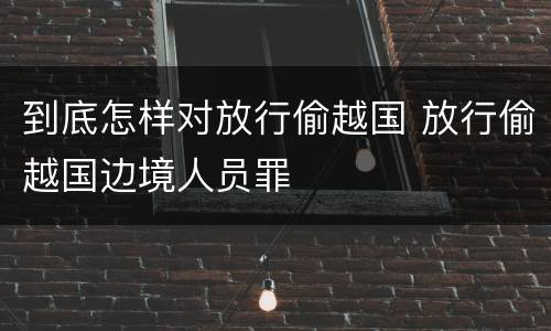 到底怎样对放行偷越国 放行偷越国边境人员罪