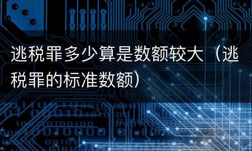 逃税罪多少算是数额较大（逃税罪的标准数额）