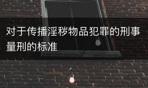 对于传播淫秽物品犯罪的刑事量刑的标准
