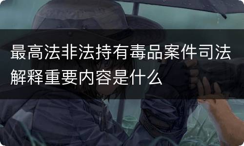最高法非法持有毒品案件司法解释重要内容是什么