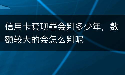 信用卡套现罪会判多少年，数额较大的会怎么判呢