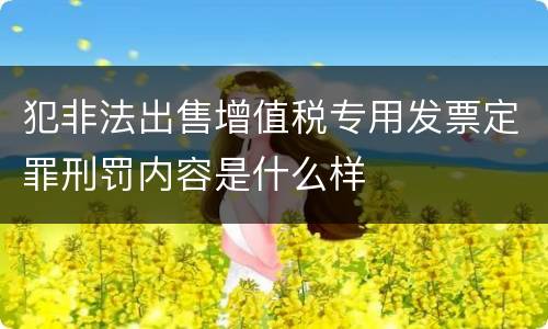 犯非法出售增值税专用发票定罪刑罚内容是什么样