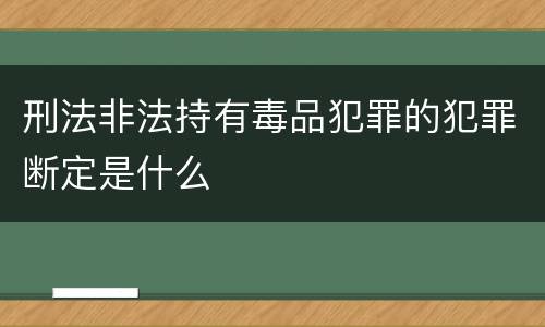 刑法非法持有毒品犯罪的犯罪断定是什么