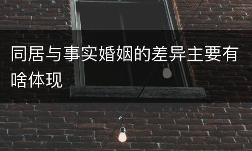 同居与事实婚姻的差异主要有啥体现