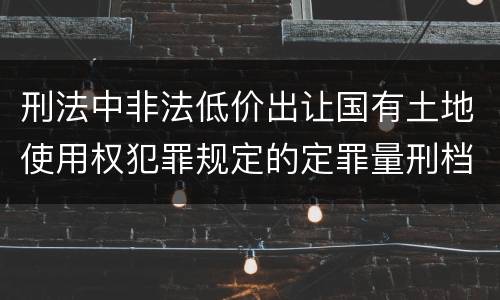 刑法中非法低价出让国有土地使用权犯罪规定的定罪量刑档次是什么
