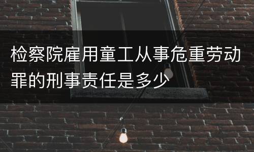 检察院雇用童工从事危重劳动罪的刑事责任是多少