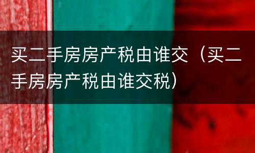 买二手房房产税由谁交（买二手房房产税由谁交税）