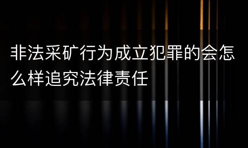 非法采矿行为成立犯罪的会怎么样追究法律责任
