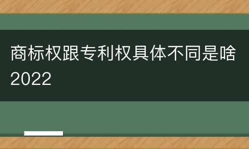商标权跟专利权具体不同是啥2022