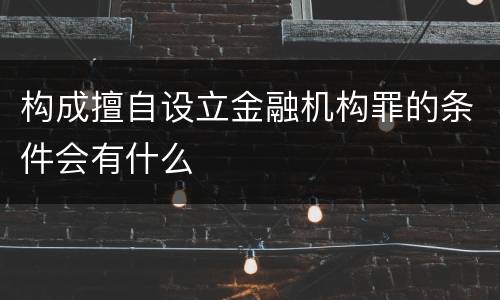构成擅自设立金融机构罪的条件会有什么