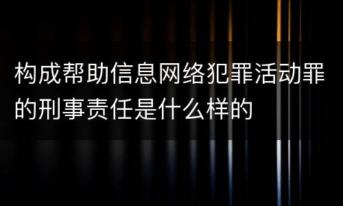 构成帮助信息网络犯罪活动罪的刑事责任是什么样的