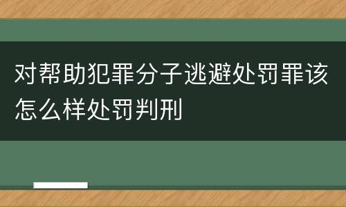对帮助犯罪分子逃避处罚罪该怎么样处罚判刑