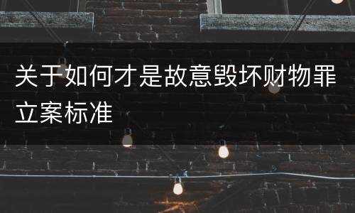关于如何才是故意毁坏财物罪立案标准