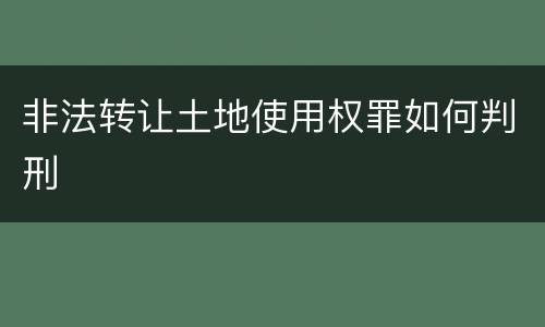 非法转让土地使用权罪如何判刑