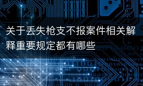 关于丢失枪支不报案件相关解释重要规定都有哪些