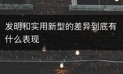 发明和实用新型的差异到底有什么表现