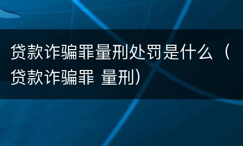 贷款诈骗罪量刑处罚是什么（贷款诈骗罪 量刑）