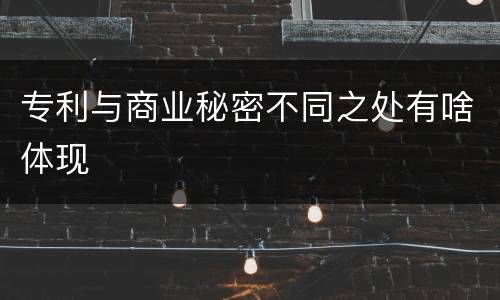 专利与商业秘密不同之处有啥体现