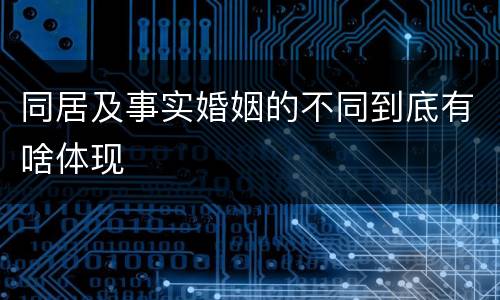 同居及事实婚姻的不同到底有啥体现